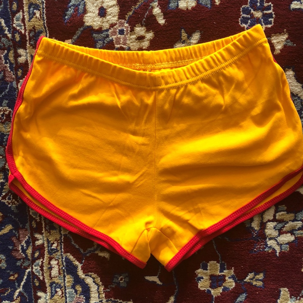 Never worn yellow retro short shorts